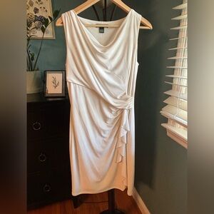 Ralph Lauren White Sheath Dress with Cowl Neck Women’s 8 Knee Length